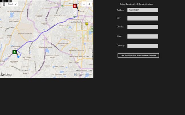 route being displayed